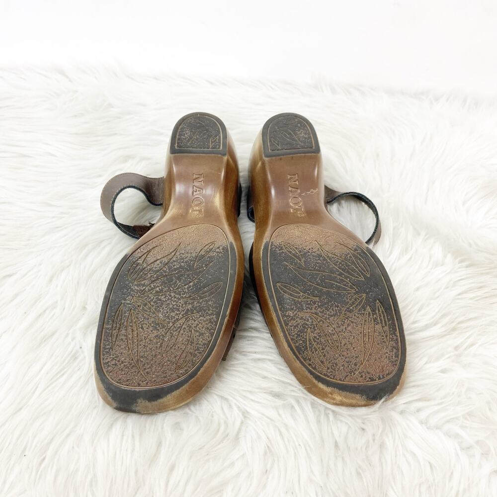 Naot Womens 38 EU 7 US Brown Leather Slip On Studded Two Strap Platform Sandals - Picture 13 of 16